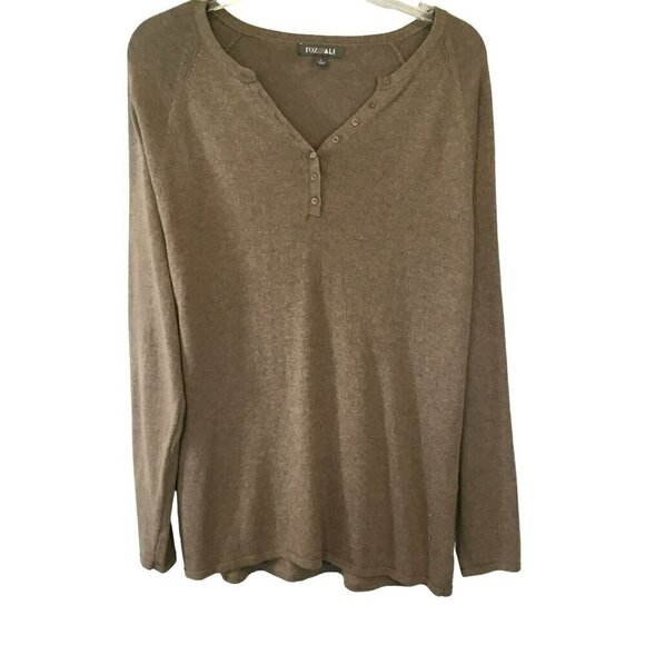 Roz & Ali V-Neck Sweater Long Sleeve Button Accent Pullover Women's Size Large - Picture 1 of 9